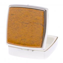 Таблетница на 2 отсека камень змеиная яшма цвет серебро