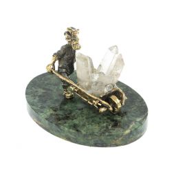 Статуэтка &amp;quot;Старатель с тачкой&amp;quot; из бронзы камень кварц