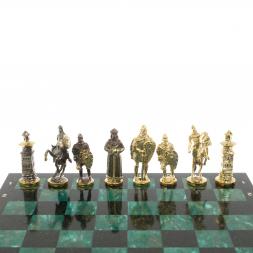 Шахматы подарочные "Богатыри" 40х40 см из змеевика