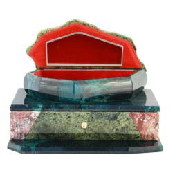 Ларец двухъярусный камень змеевик, лемезит 23x14x13 см