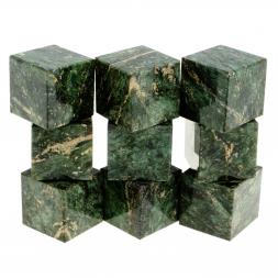 Камни для виски набор 9 кубиков темно-зеленый змеевик
