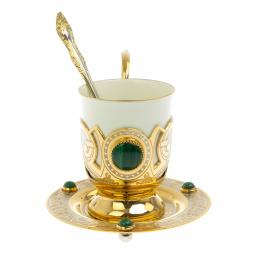 Кофейная пара "Малахитовая" фарфор 170 мл Златоуст