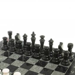 Шахматы с гравировкой "Турнирные" доска 36х36 см белый мрамор змеевик