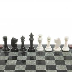 Шахматы с гравировкой "Турнирные" доска 36х36 см белый мрамор змеевик