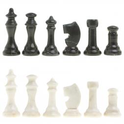 Шахматы с гравировкой "Турнирные" доска 36х36 см белый мрамор змеевик