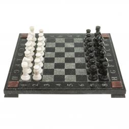 Шахматы с гравировкой "Турнирные" доска 36х36 см белый мрамор змеевик