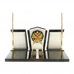 Настольный набор из мрамора "Галант" с гербом РФ