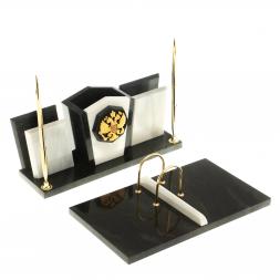 Настольный набор из мрамора "Галант" с гербом РФ