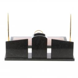 Письменный набор "Элегант" из розового мрамора с часами