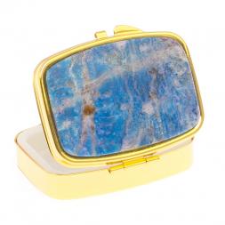 Таблетница на 2 отделения камень иркутский лазурит цвет золото