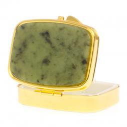 Таблетница на 2 отделения камень нефрит цвет золото