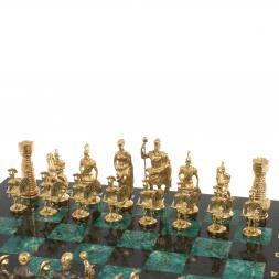 Настольные шахматы "Римские" бронза шабровский змеевик 40х40 см