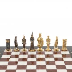 Шахматы из бронзы "Камелот" мрамор лемезит 40х40 см