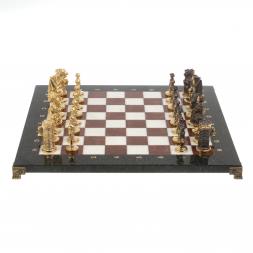 Шахматы из бронзы "Камелот" мрамор лемезит 40х40 см