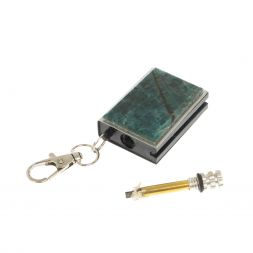 Брелок огниво "Вечная спичка" с накладкой из камня зеленый аппатит 2,8х1,3х5 см