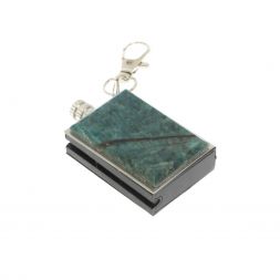 Брелок огниво "Вечная спичка" с накладкой из камня зеленый аппатит 2,8х1,3х5 см