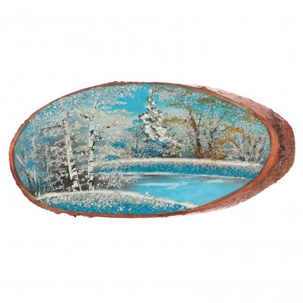 Картина на срезе дерева &amp;quot;Зима&amp;quot; 40-45 см 130298