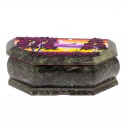 Шкатулка с расписной крышкой "Рассвет" 17х7,5х6 см