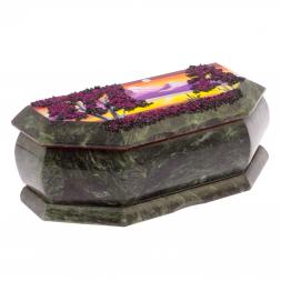 Шкатулка с расписной крышкой "Рассвет" 17х7,5х6 см