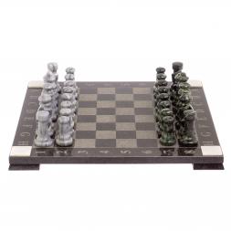 Шахматы с гравировкой "Турнирные" доска 36х36 змеевик серый мрамор