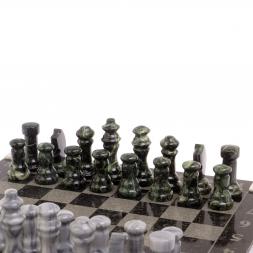 Шахматы с гравировкой "Турнирные" доска 36х36 змеевик серый мрамор