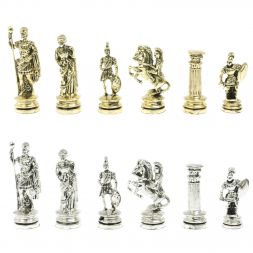 Шахматы "Древний Рим" доска 44х44 см из мрамора и змеевика