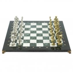 Шахматы "Древний Рим" доска 44х44 см из мрамора и змеевика