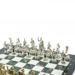 Шахматы "Древний Рим" доска 44х44 см из мрамора и змеевика