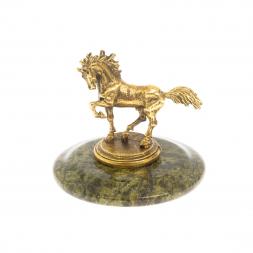 Статуэтка &amp;quot;Лошадка&amp;quot; на подставке из змеевика (металл)