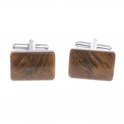 Запонки камень тигровый глаз прямоугольные