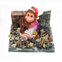 Сувенир "Обезьянка с колокольчиком №4" змеевик