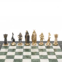 Шахматы из бронзы "Викинги" мрамор змеевик