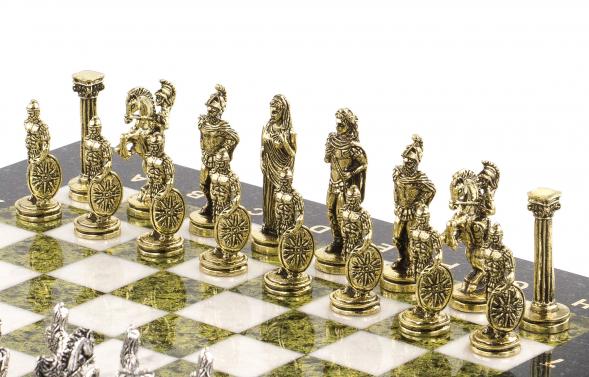 Шахматы декоративные &amp;quot;Александр Македонский&amp;quot; доска 36х36 см мрамор змеевик 120736