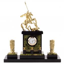 Настольный набор "Святой Георгий Победоносец" камень змеевик бронза