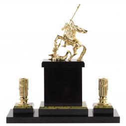 Настольный набор "Святой Георгий Победоносец" камень змеевик бронза