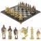 Шахматы подарочные "Богатыри" из змеевика и серого мрамора 44х44 см