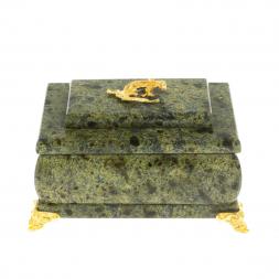 Шкатулка с зеркалом на ножках камень змеевик 10х7х6 см