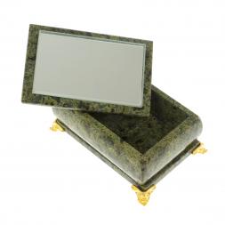 Шкатулка с зеркалом на ножках камень змеевик 10х7х6 см