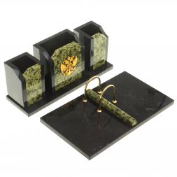 Настольный набор из змеевика "Грани" с гербом РФ