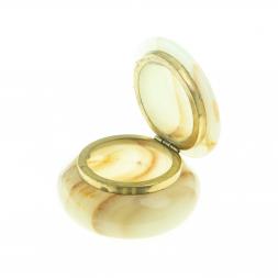 Шкатулка круглая "Грибок" камень оникс бело-коричневый 7,6х5,9 см (3)