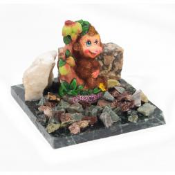 Сувенир "Обезьянка под деревом "Счастья №4" змеевик