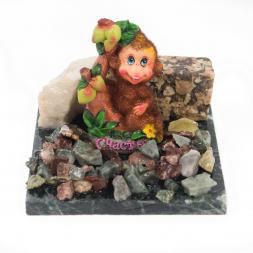 Сувенир "Обезьянка под деревом "Счастья №4" змеевик