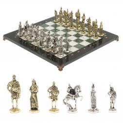 Подарочные шахматы "Русь" доска 40х40 см мрамор шабровский змеевик