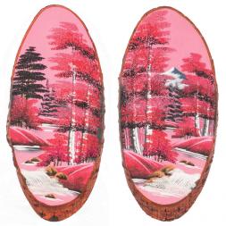 Панно на срезе дерева "Розовый закат" вертикальное 70-75 см каменная крошка