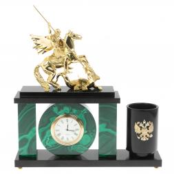 Настольный мини- набор из малахита "Георгий Победоносец"