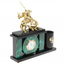 Настольный мини- набор из малахита "Георгий Победоносец"