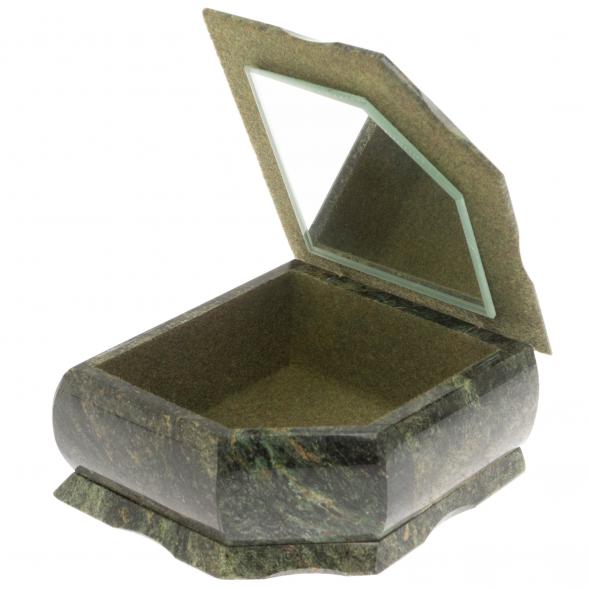 Шкатулка из змеевика с зеркалом 11,5х11х6 см 129576