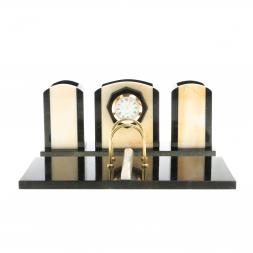 Настольный набор "Канцелярский" из мрамора с часами