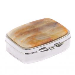 Таблетница на 2 отделения камень шайтанский переливт цвет серебро