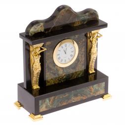 Часы "Кариатида" бронза долерит офиокальцит